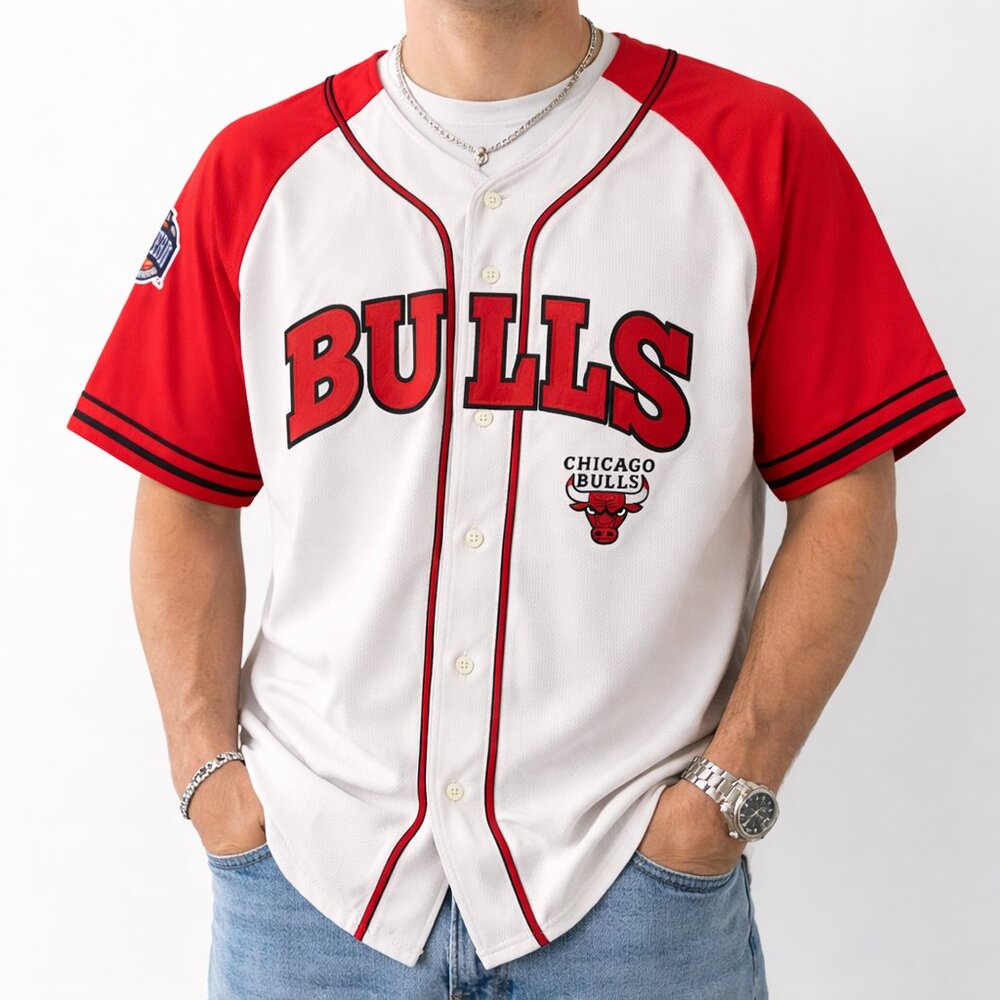 🔥 VINTAGE 90s Starter Chicago Bulls Baseball Jersey XL